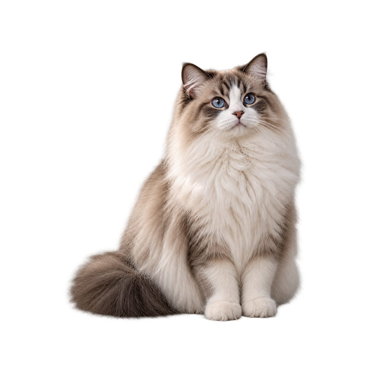Gato Ragdoll recostado sobre una alfombra