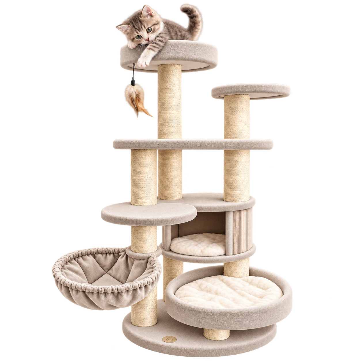 CAT ESSENTIALS artículos de uso diario para gatos · Torre rascador con forma de capullo